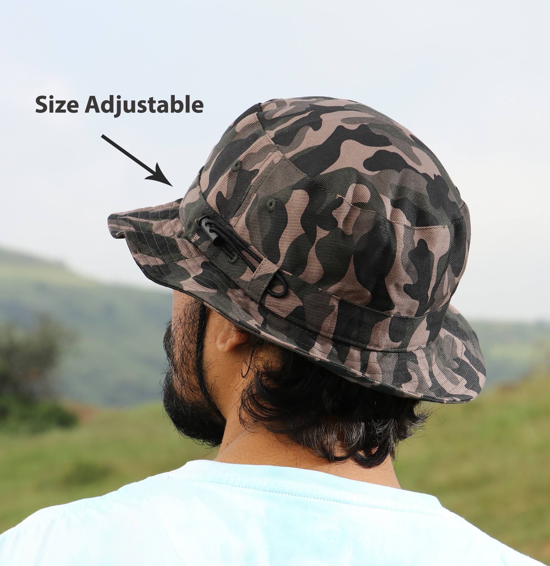 Bucket Hat- Camo- Cotton-Size Adjustable –